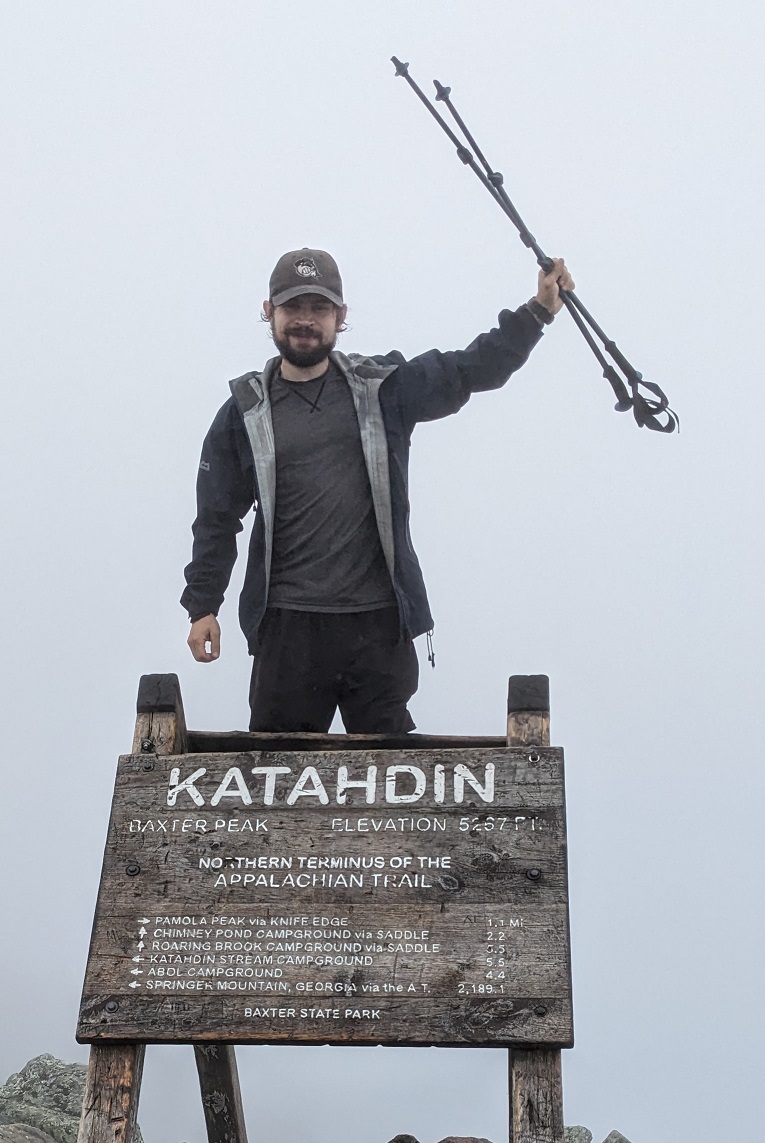 Craig Burkhart on the summit of Katahdin.
